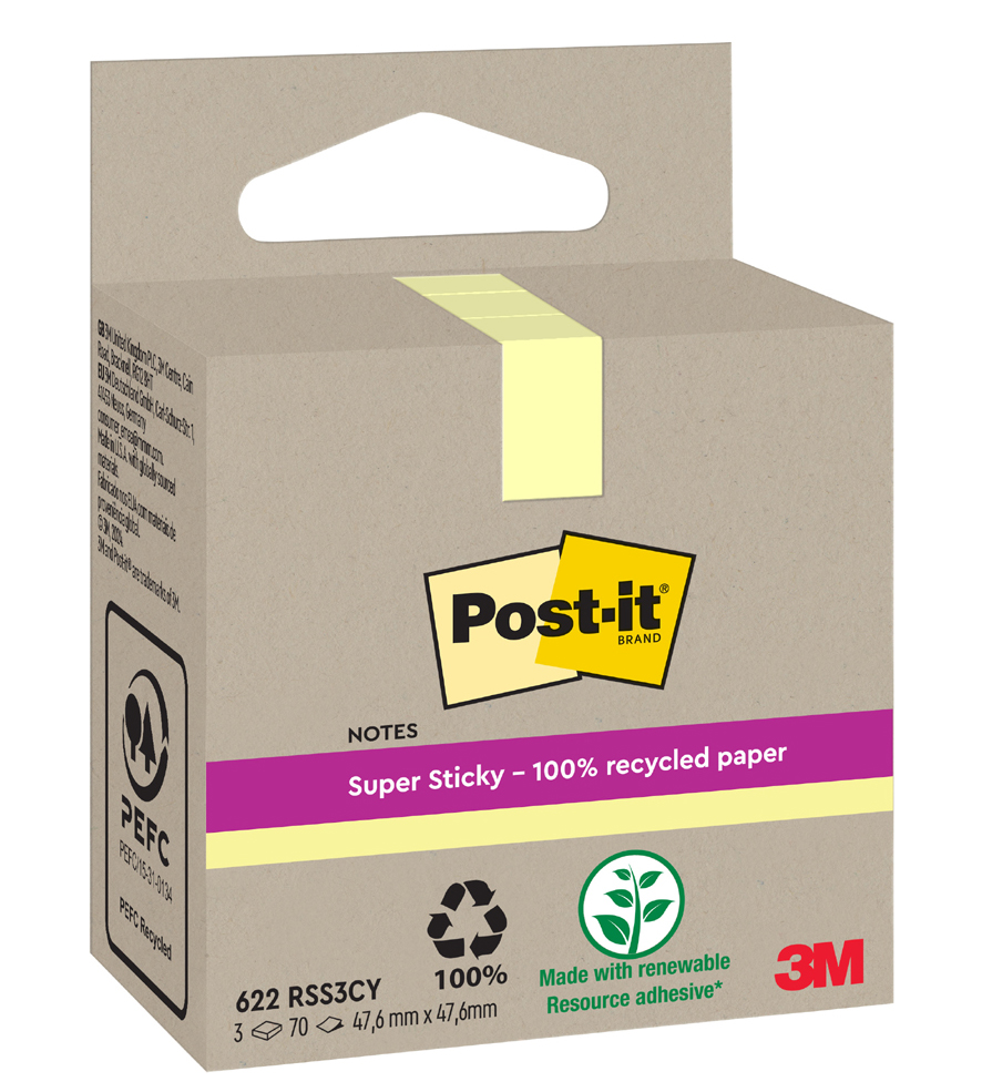 Post-it Bloc-note super sticky Recycling notes, jaune