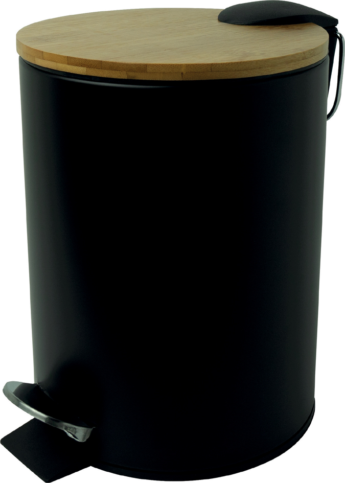 helit Poubelle à pédale 'the bamboo', 3 litres, noir