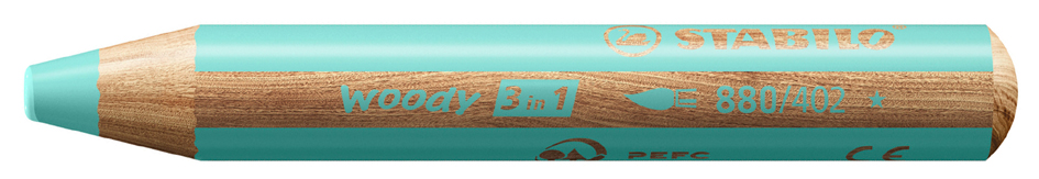 STABILO Crayon multi-talents woody 3en1, rond, bleu pastel