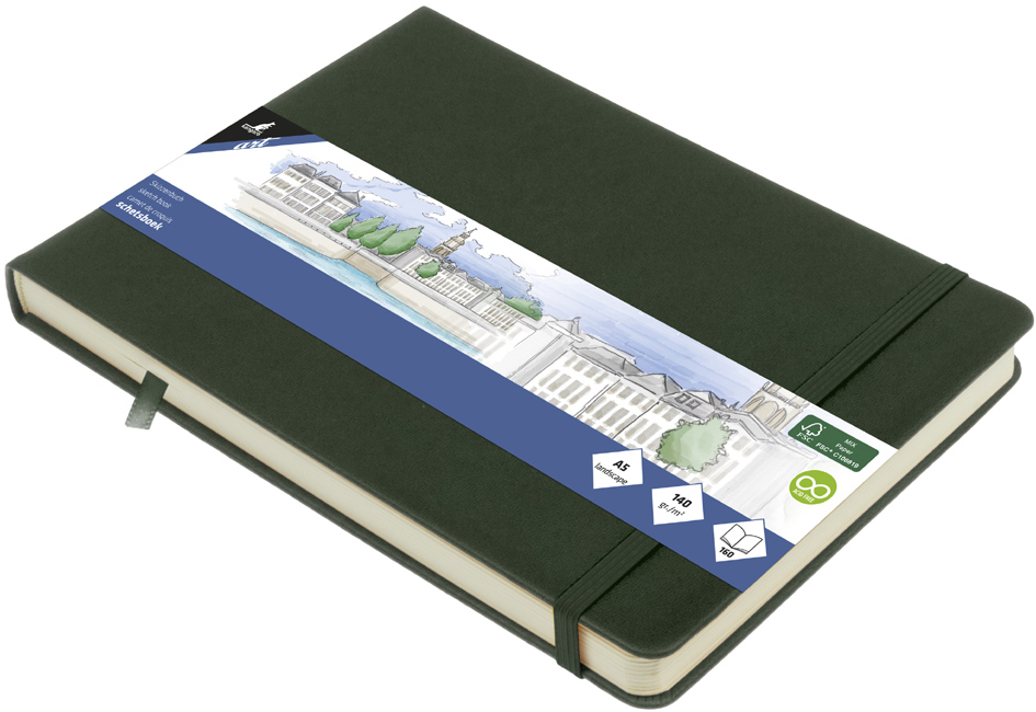 kangaro Cahier de croquis, 160 p., A5 paysage, forest green