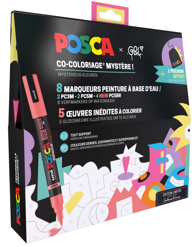 POSCA Marqueur à pigment, set de 8 'coloriage mystère'