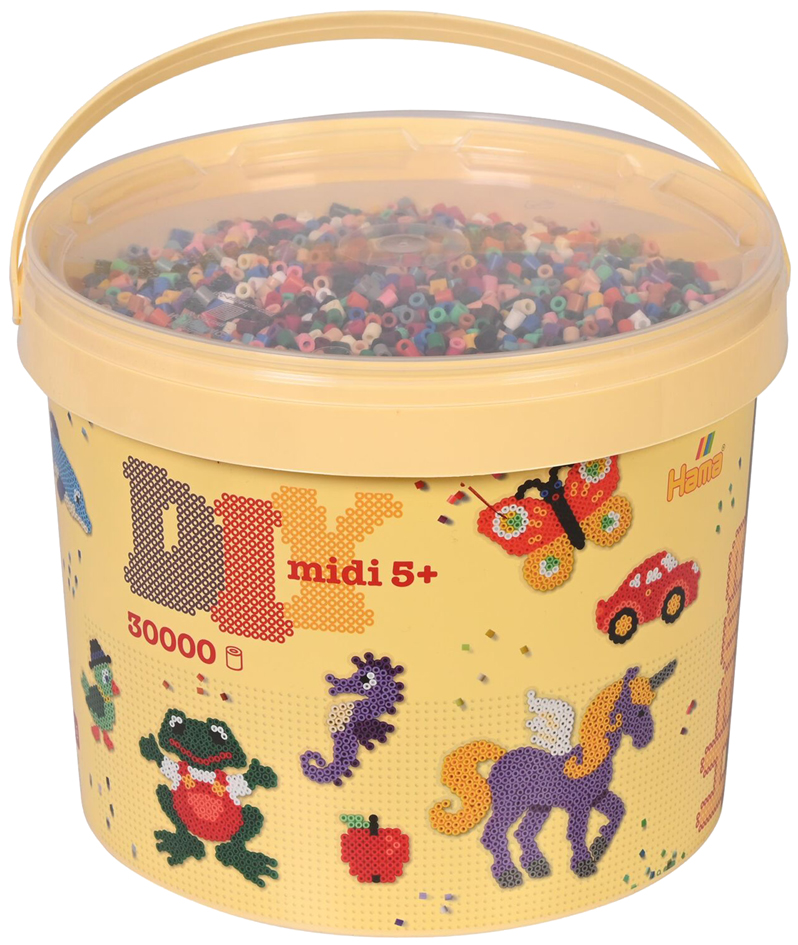 Hama Perles à repasser midi 'mélange', 30.000 pièces, seau