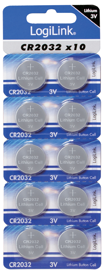 LogiLink Pile bouton 'Ultra Power', CR2032, blister de 10