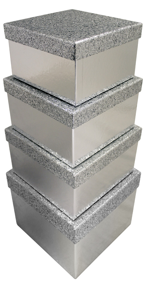 Clairefontaine Boîtes cadeaux 'Pailleté argent', set de 4
