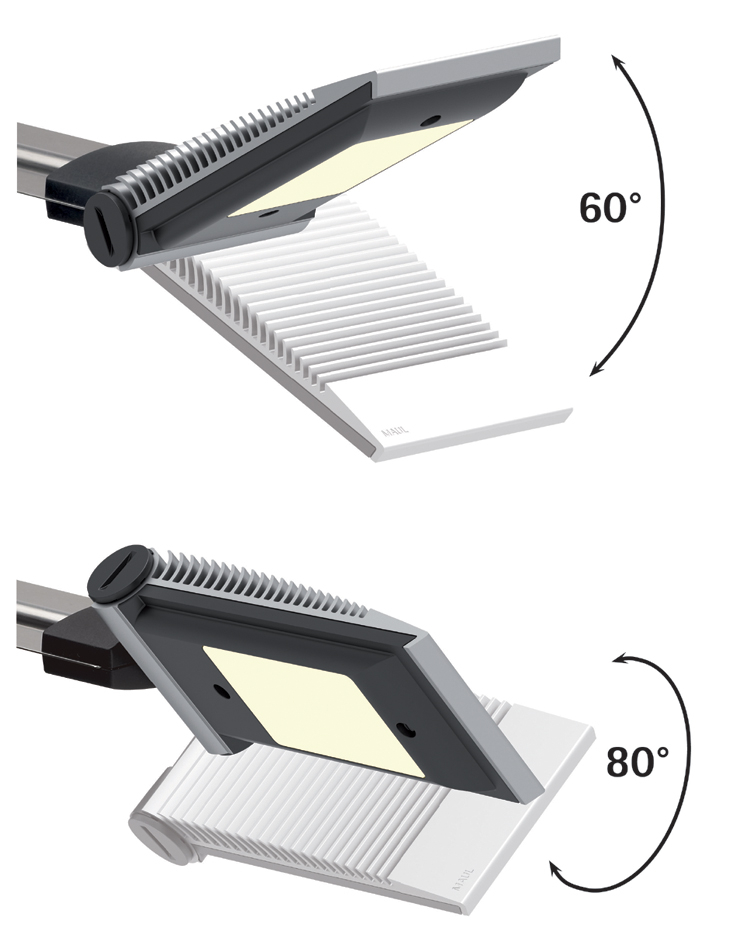 MAUL Lampe de bureau à LED MAULprimus, dimmable, argent/noir socle argent / noir 10 watts 2700-6500 K 220-240 V E