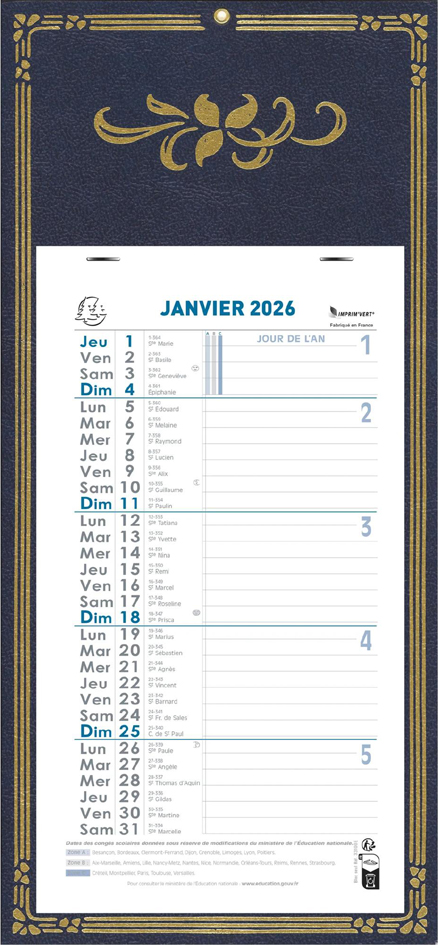 EXACOMPTA Calendrier mural, 155 x 285 mm, fond Skytos, 2026