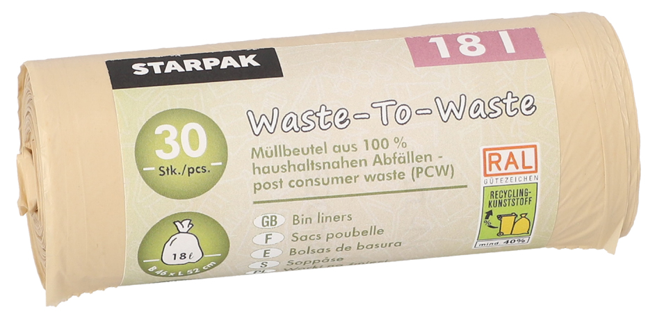 STARPAK Sac poubelle 'Waste-to-Waste', 18 litres, marron