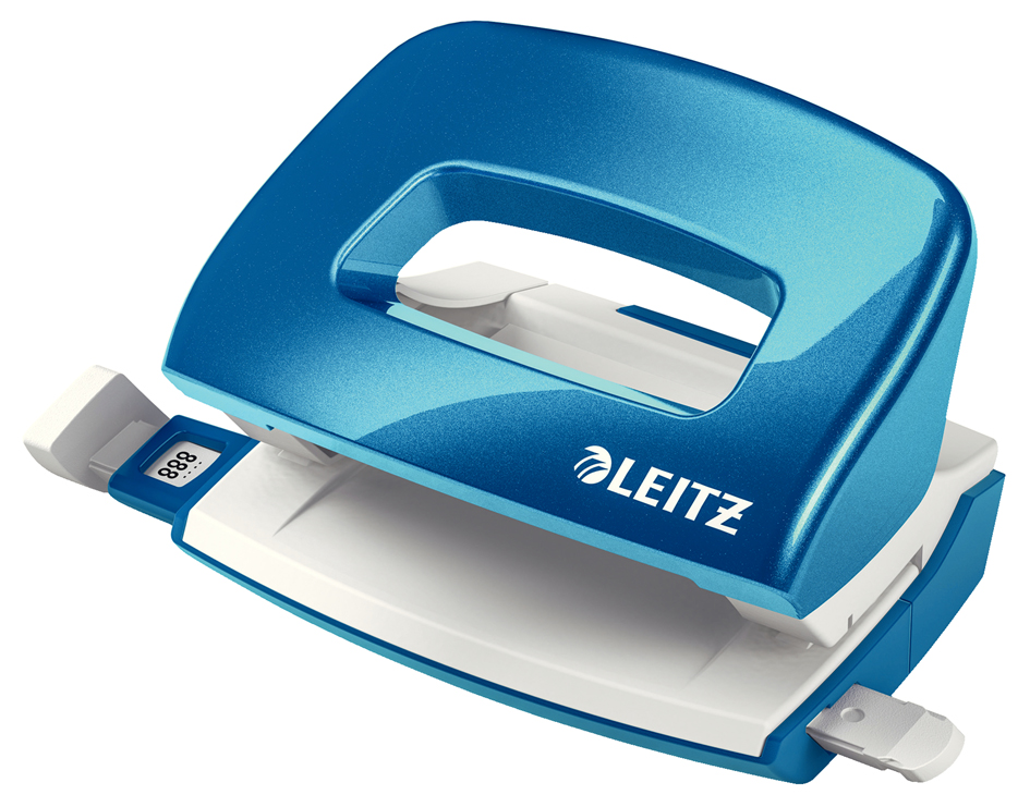 LEITZ Mini perforateur Nexxt 5060, en carton, bleu métallisé