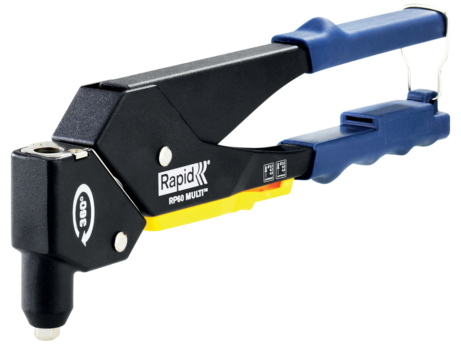 Rapid Pince à riveter RP60 Multi, tête pivotante, bleu/jaune