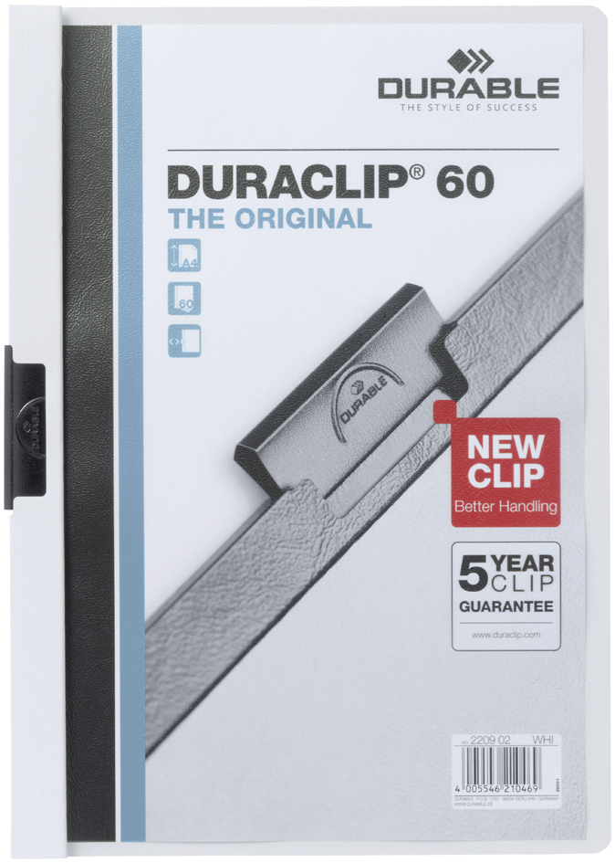 DURABLE Chemise à clip DURACLIP ORIGINAL 60, A4, blanc