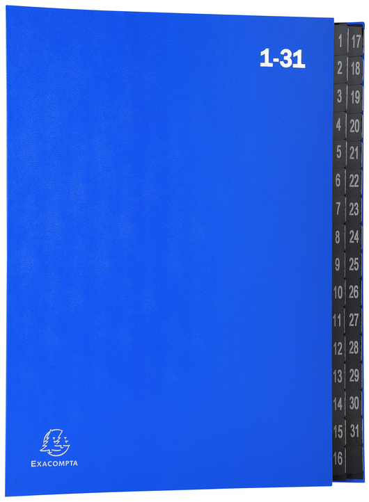 EXACOMPTA Trieur numérique, A4, 1-31, 32 compartiments, bleu