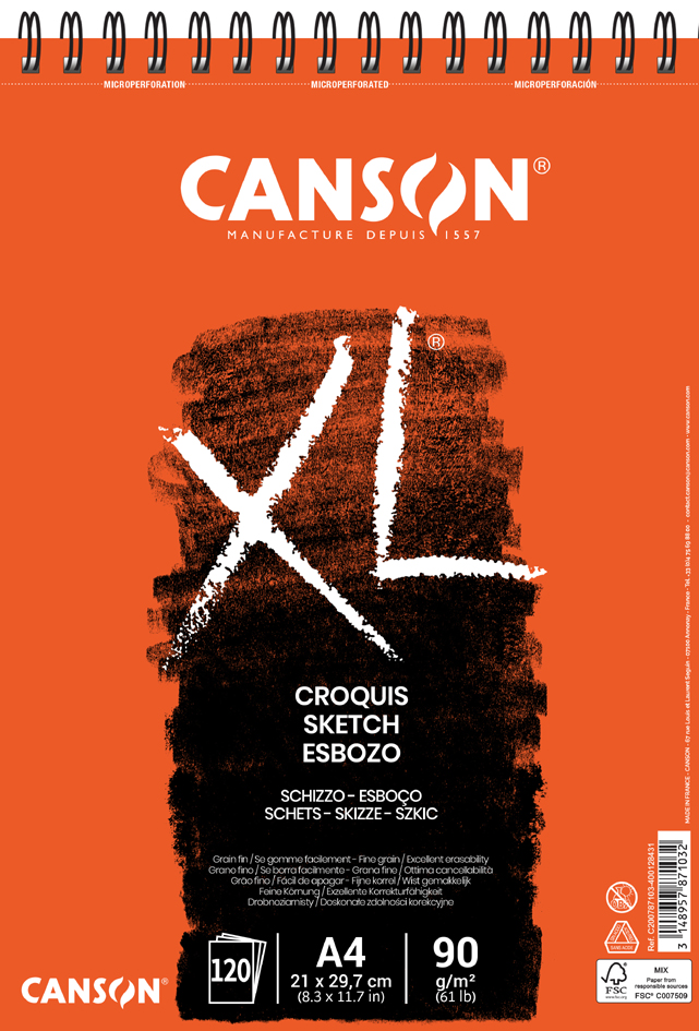 CANSON Bloc à croquis et esquisse 'XL CROQUIS', A2, 90 g/m2