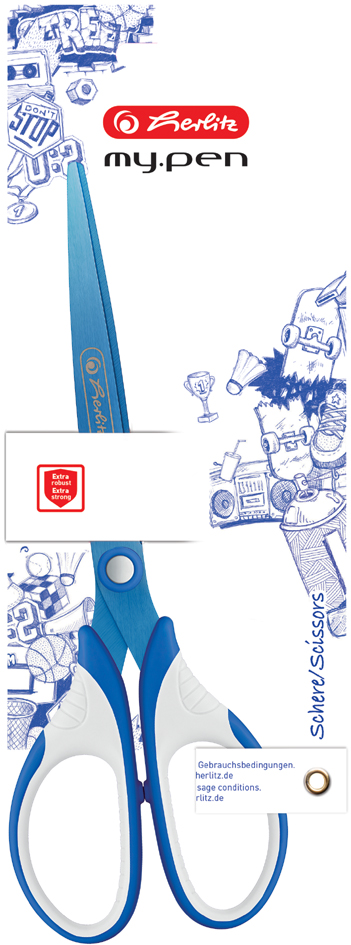 herlitz Ciseaux my.pen, pointu, bleu/blanc