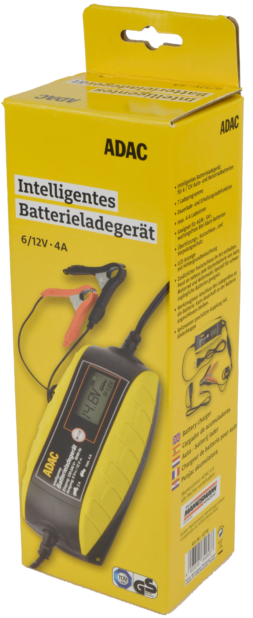 Chargeur pour batterie de voiture ADAC, en carton