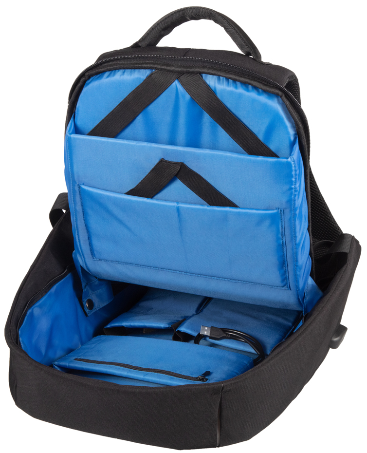 Sac à dos pour ordinateur portable SAFEPAK rPET ANTIGUA, ouvert