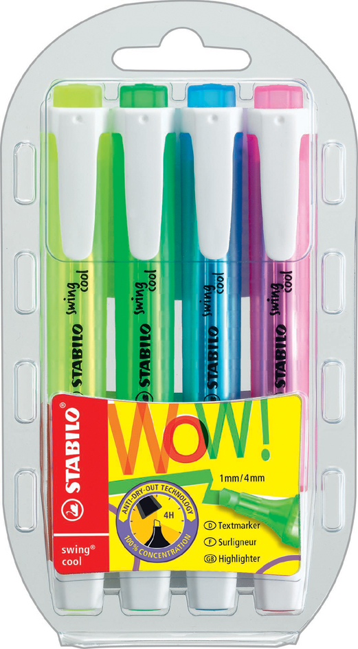 STABILO Surligneur swing cool, étui PET de 4