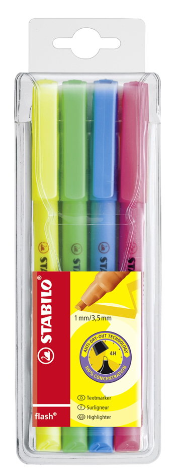 STABILO Surligneur flash, étui PP de 4