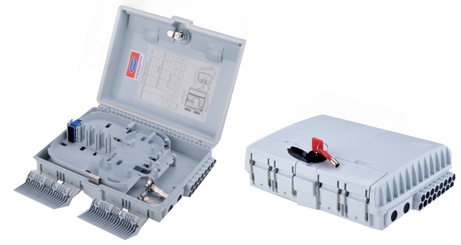 Boite d'épissure fibres optiques OUTDOOR, 16x SC simplex / 16x LC Duplex avec clé