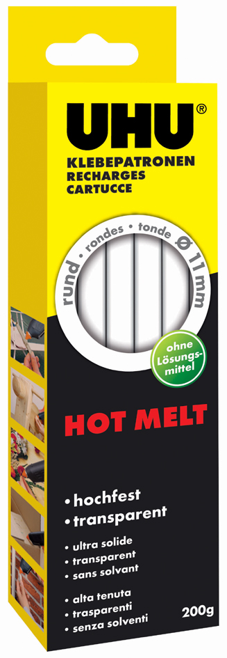 UHU Recharge pour pistolet Hot Melt, 200 g, transparent