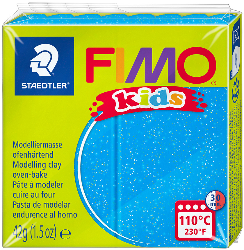 FIMO kids Pâte à modeler, à cuire, 42 g, bleu paillette