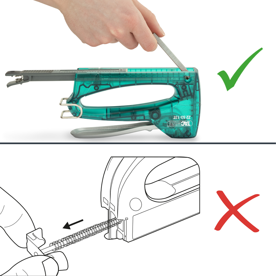 Visuel de référence: montre le chargement correct des agrafes