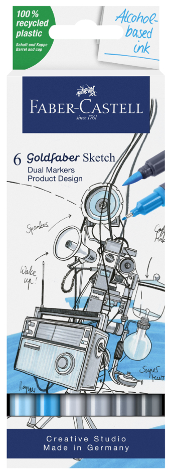 FABER-CASTELL Marqueur Sketch GOLDFABER, étui de 6 design