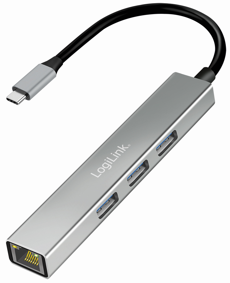 LogiLink Hub USB 3.2 Gen1, 4 ports, boîtier aluminium, gris