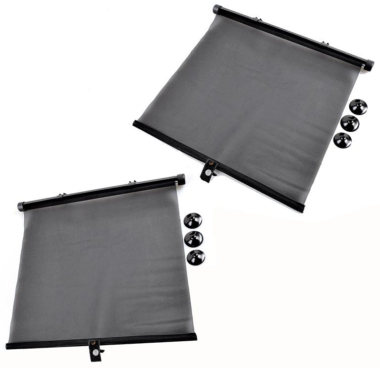 IWH Pare-soleil enroulable pour voiture, noir, set de 2