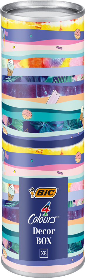 BIC Stylo à bille 4 Colours, boîte métallique de 8