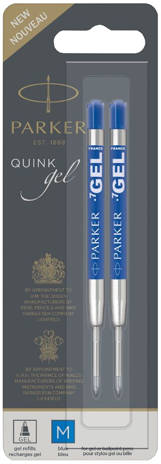 PARKER Recharge QUINK gel, tracé: M, blister de 2, bleu