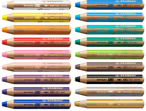 STABILO Crayon multi-talents woody 3 en 1, rond, argent