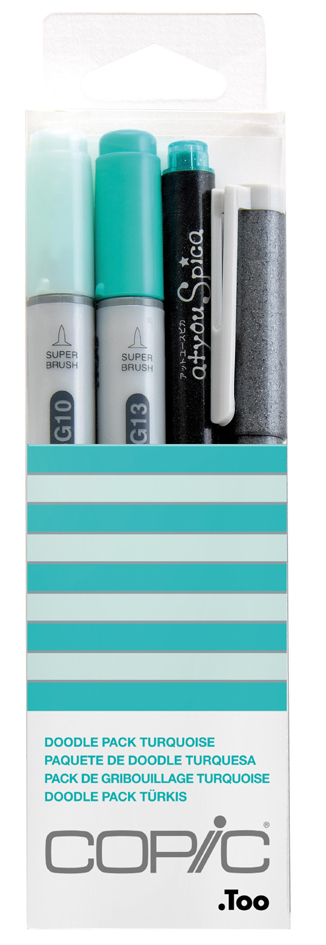 COPIC Marqueur ciao, kit de 4 'Doodle Pack Turquoise'