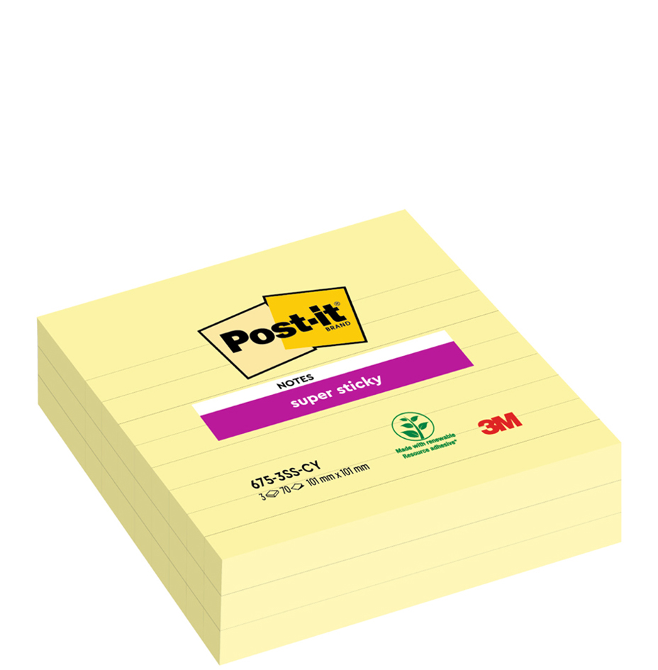 Post-it Bloc-note super sticky notes, 101 x 101 mm, jaune