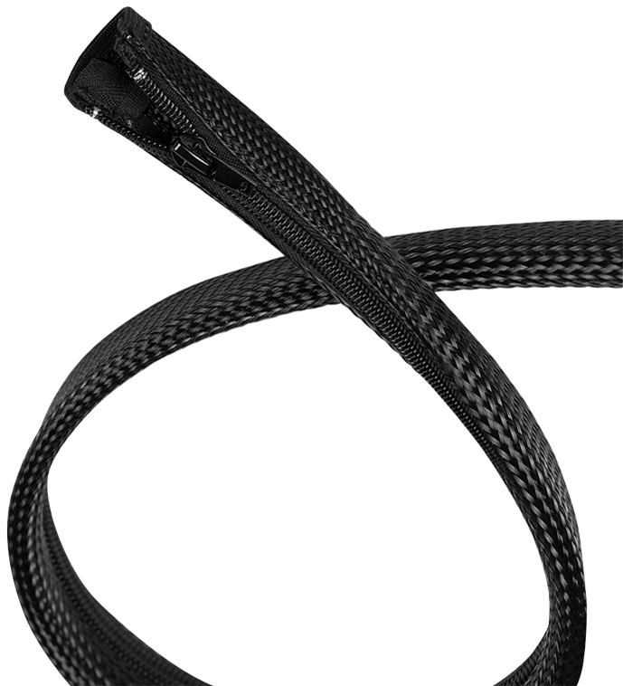 Gaine pour câble avec fermeture zip, noir