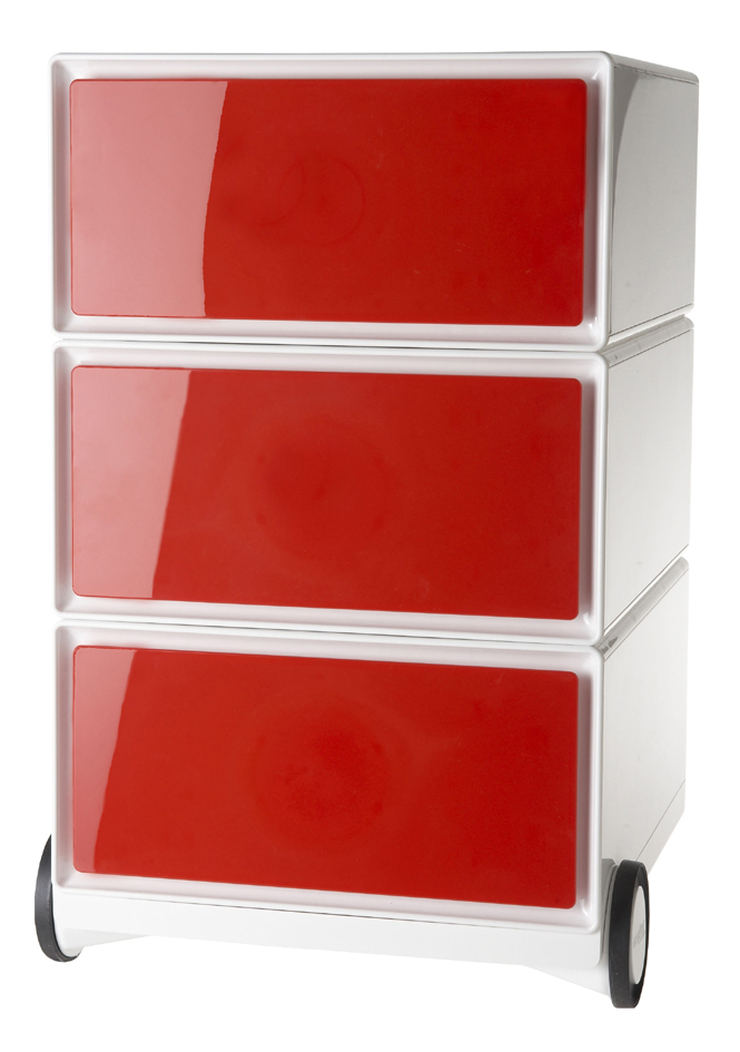PAPERFLOW Caisson mobile 'easyBox', 3 tiroirs, blanc / rouge