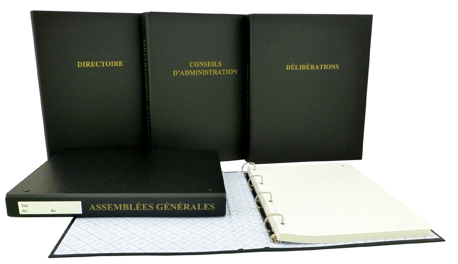 Reliures réglementaires, classeurs