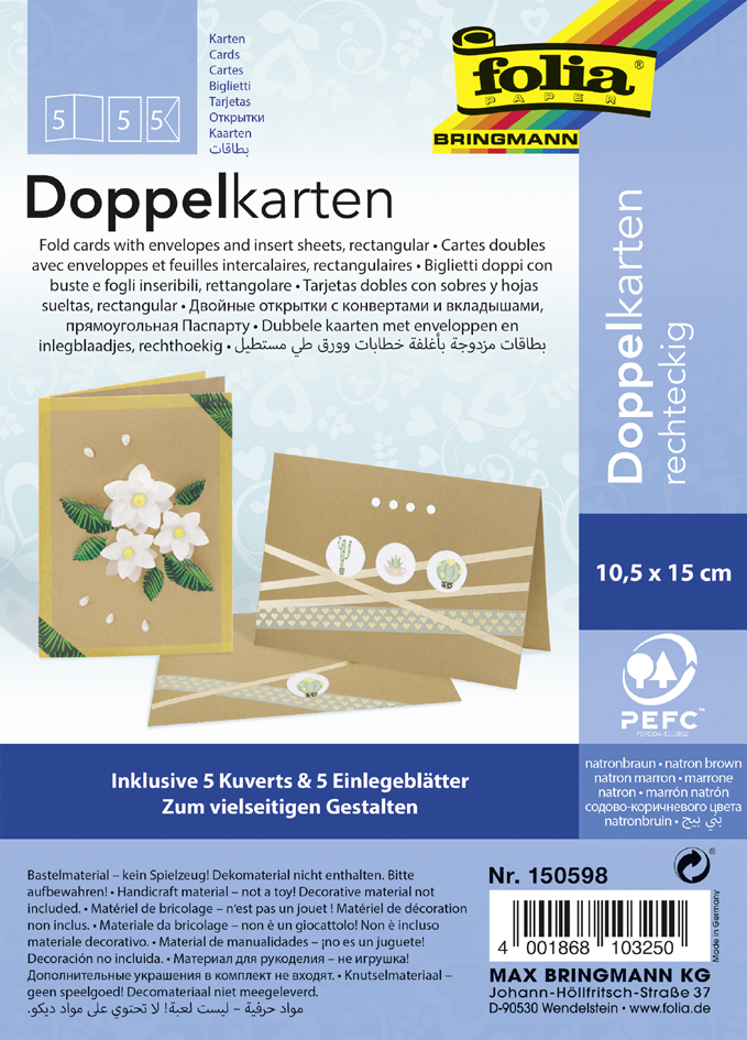 Carte double / kit de cartes de voeux - carton kraft