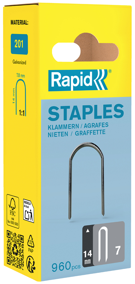 Rapid Agrafe câble no. 7, 14 mm, galvanisé