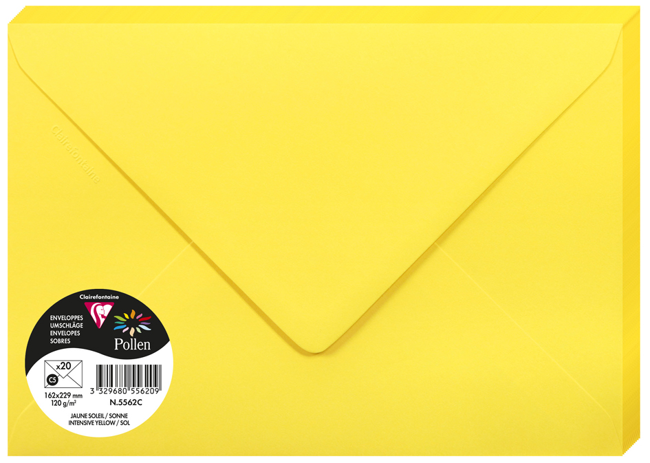 Pollen by Clairefontaine Enveloppes C5, jaune soleil