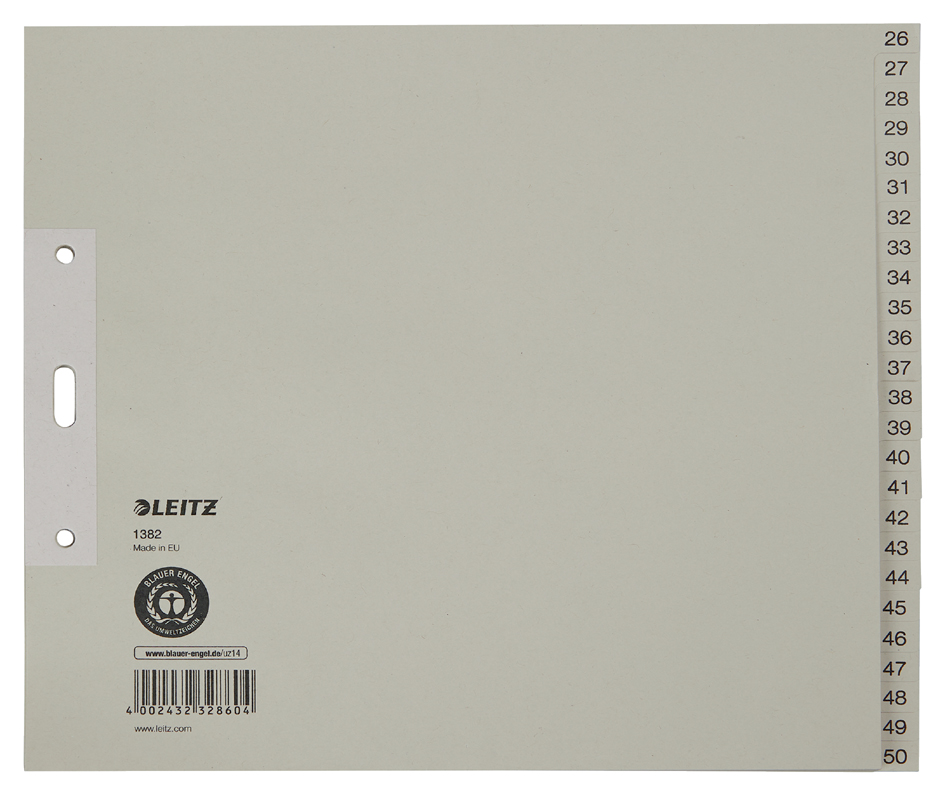 LEITZ Intercalaires en papier naturel, numéroté, A4+, 26 - 5