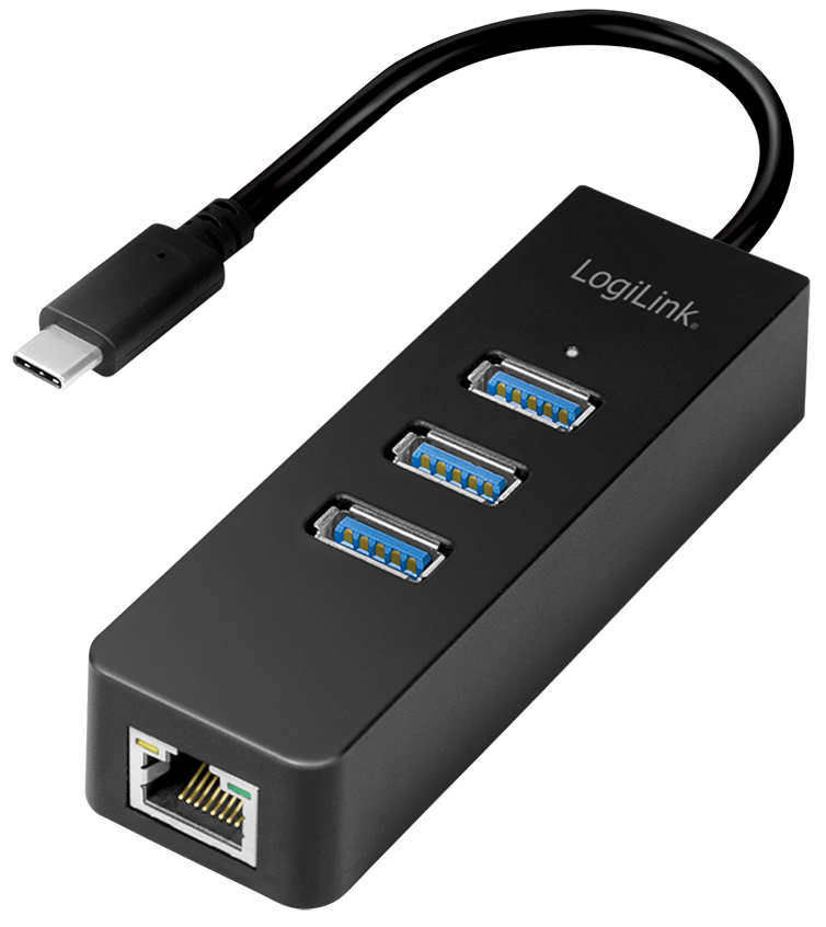 LogiLink Adaptateur USB 3.0 vers Gigabit, Hub USB 3 ports