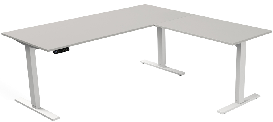 Visuel de référence : table de bureau assis/debout "Move 3" avec élément d'angle, gris clair