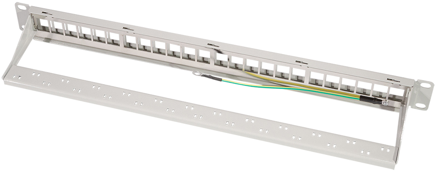 Panneau de brassage Keystone 19", 24 ports, gris clair
