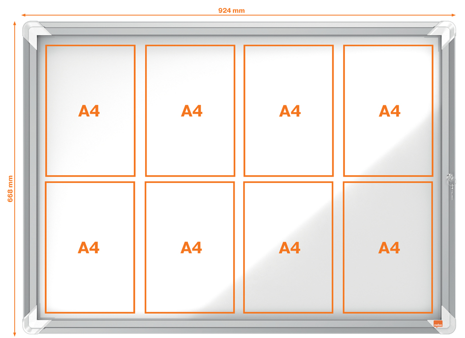 nobo Vitrine d'affichage Premium Plus, fond en métal, 8x A4