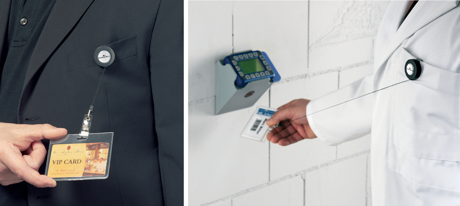 Porte-badge avec bouton pression, exemple d'utilisation