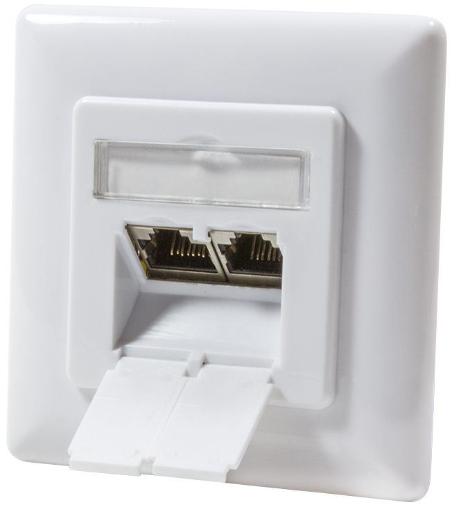 LogiLink Prise RJ45 double, Cat 6A, Classe EA, 2 x port RJ45