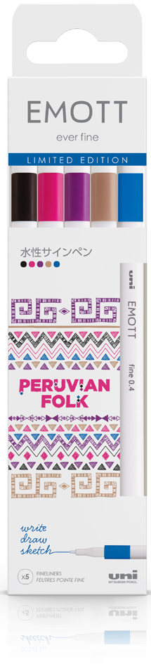 uni-ball Feutres EMOTT, set de 5 'Peruvian Folk'