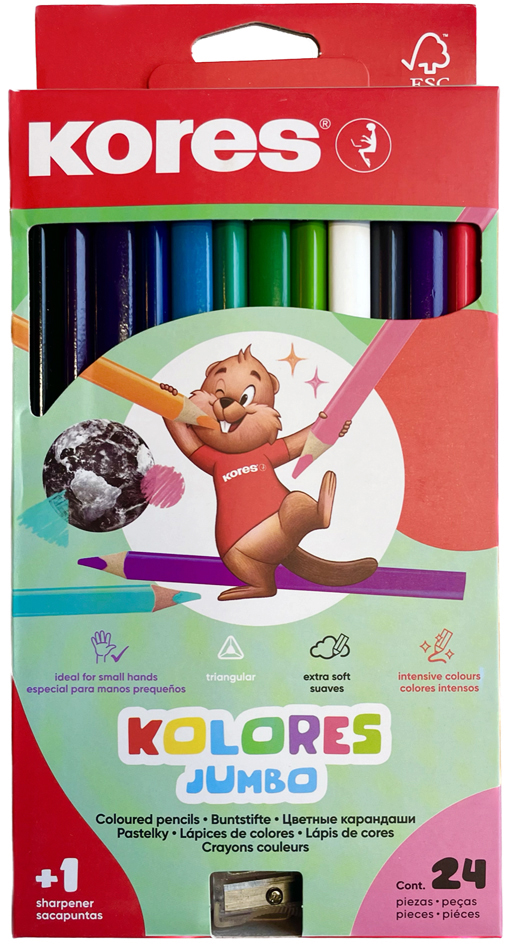 Kores Crayon de couleur 'Kolores JUMBO', étui carton de 24