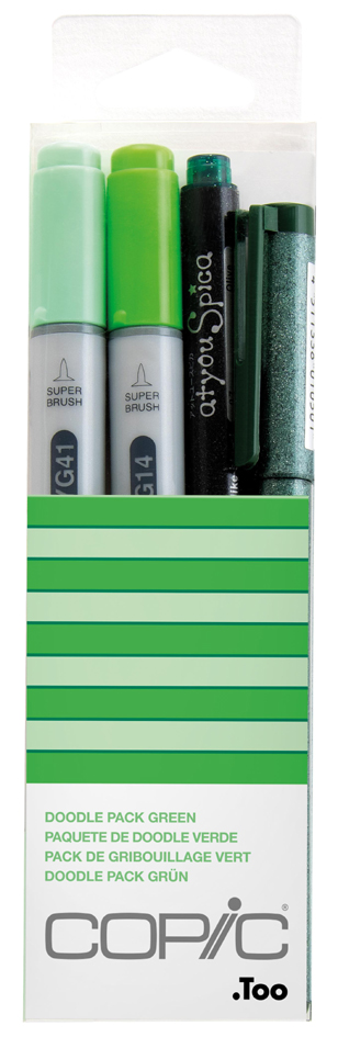 COPIC Marqueur ciao, kit de 4 'Doodle Pack Green'