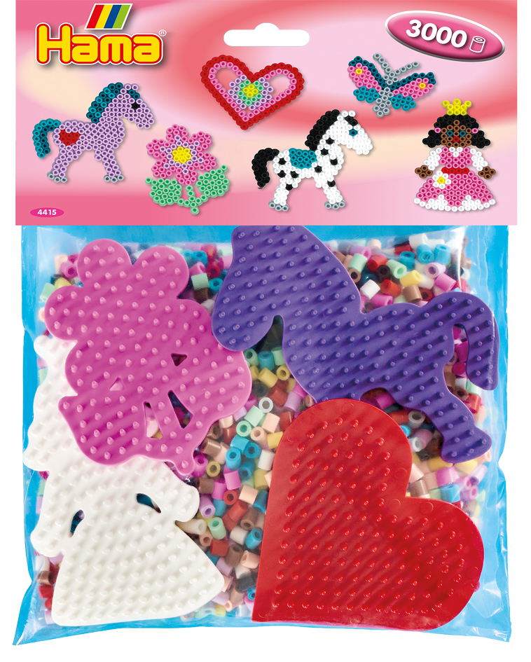 HAMA Perles à repasser midi + plaques à picots 'Fille'